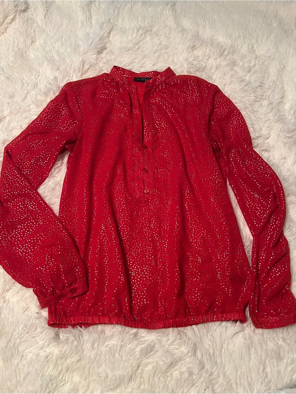 The Limited Red Blouse with Silver Metallic Dots